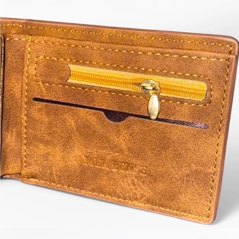 Authentic Tan Leather Bifold Wallet
